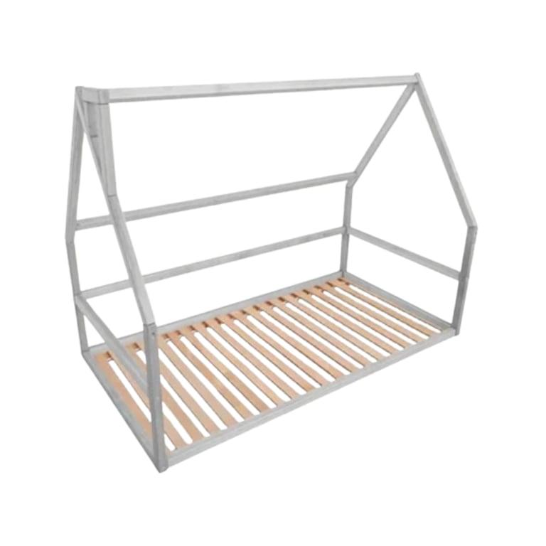 Montessori BusyWood House Floor Bed With Slats Model 1 Twin Size Gray