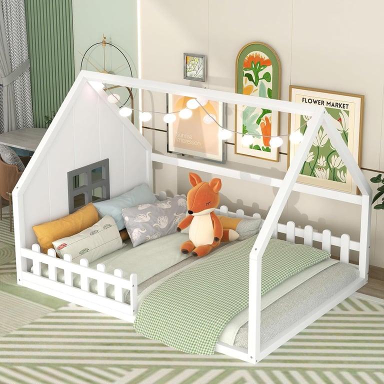 Montessori Bellemave Floor Bed With Fence and Window White