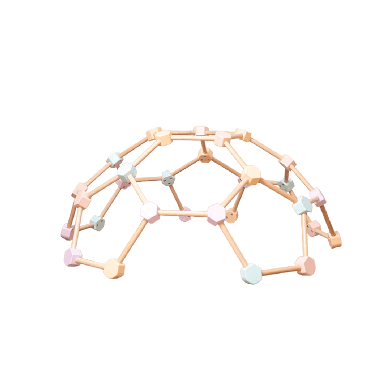 Montessori REU Wood and Hearts Climbing Dome Pastel Small