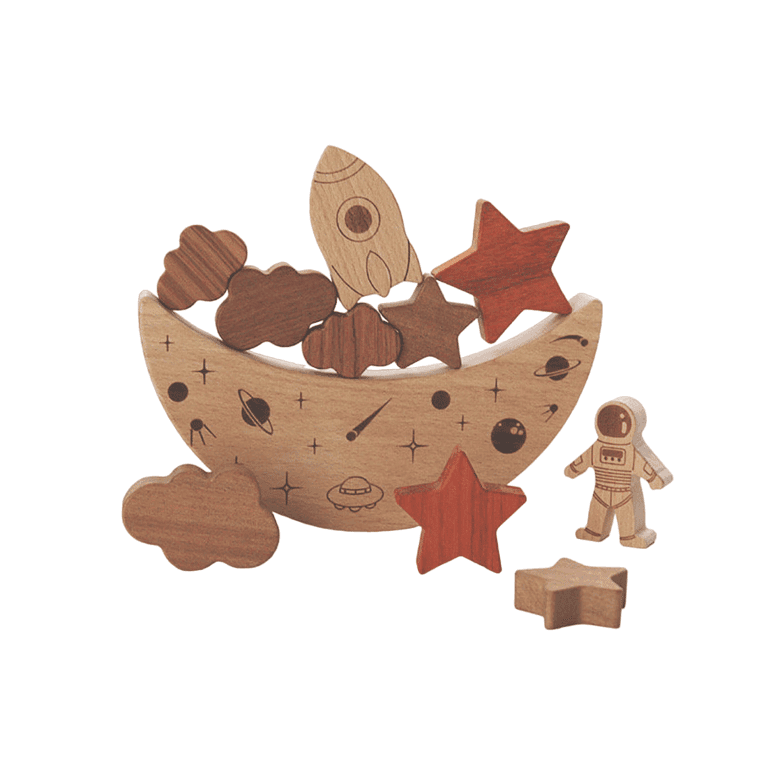 Montessori REU Meadow Love Craft Wooden Moon Balance Stacking Toy No Personalized