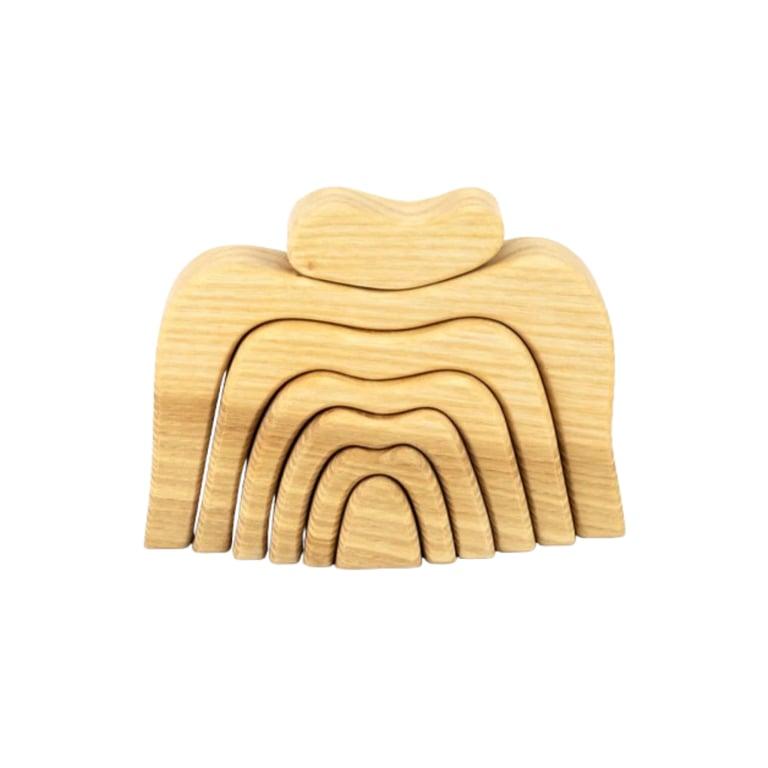 Montessori PoppyBabyCo Natural Caves Wooden Stacking Toy