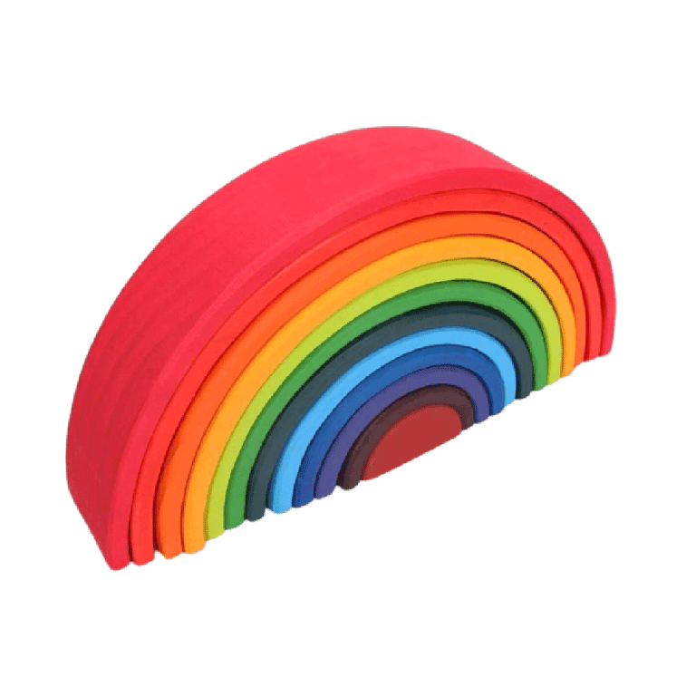 Montessori REU Di Little Corner Rainbow Stacker 12 Pieces Colorful Rainbow Beechwood
