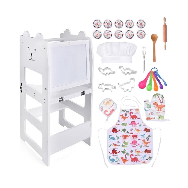 Montessori Fun Ninja 4-in-1 Toddler Tower With Whiteboard White Bundle
