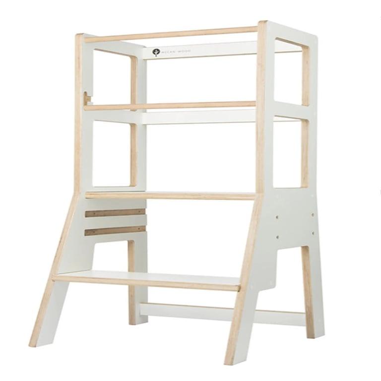 Montessori Mecan Wood Twin Learning Tower Deluxe White 90 Centimeters