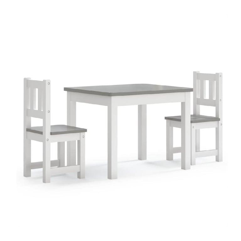 Montessori vidaXL Table and 2 Chairs Set White Gray