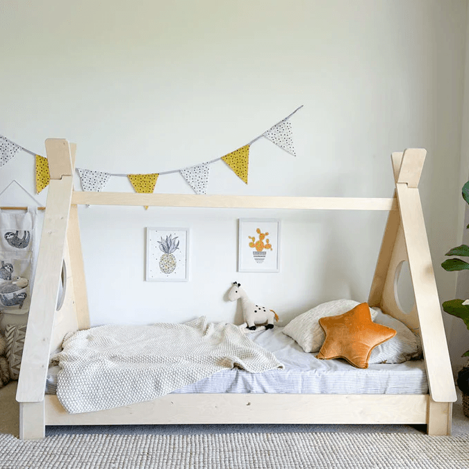 Montessori Magic of Wood Teepee Canopy Floor Bed King Single