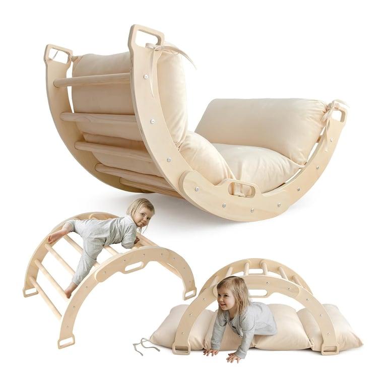 Montessori Avrsol Wooden Montessori Climbing Arch Beige Cushion