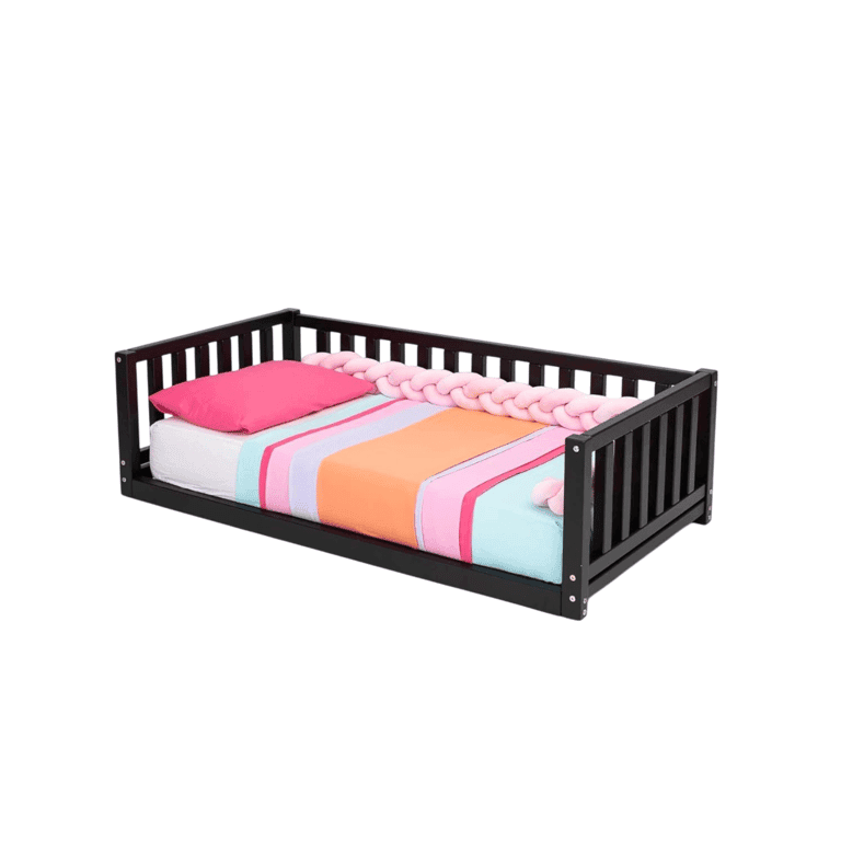 Montessori Sweet HOME From Wood Double Floor Bed Black