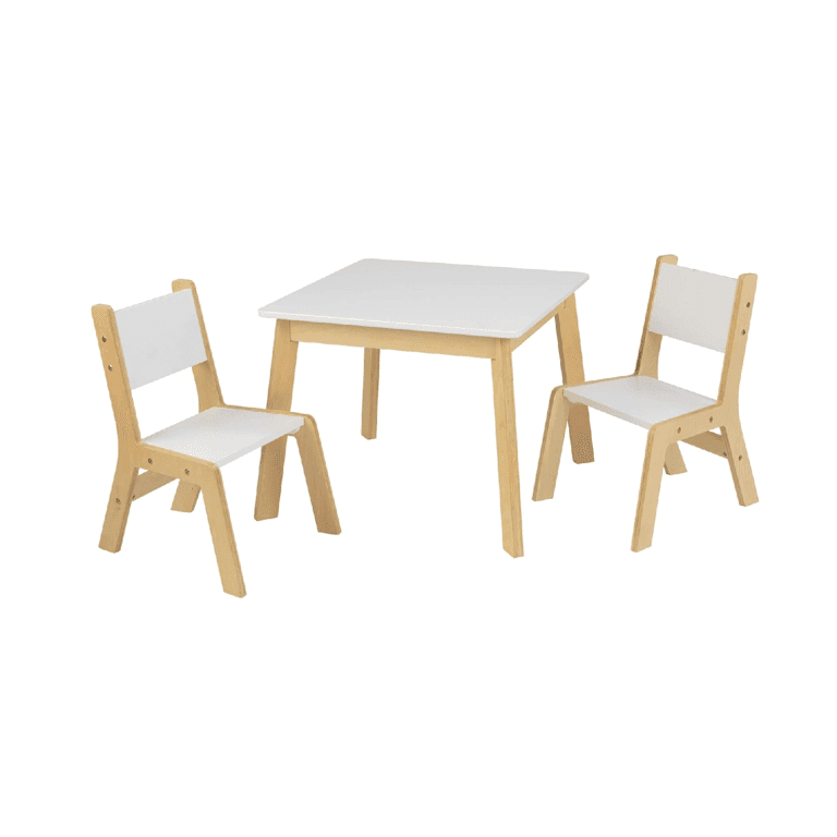 Montessori Kidkraft Table and 2 Chairs Set White Natural