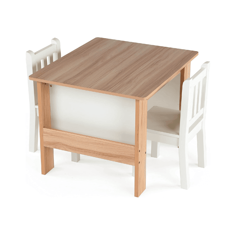 Montessori Humble Crew Table and 2 Chairs Set Natural Wood
