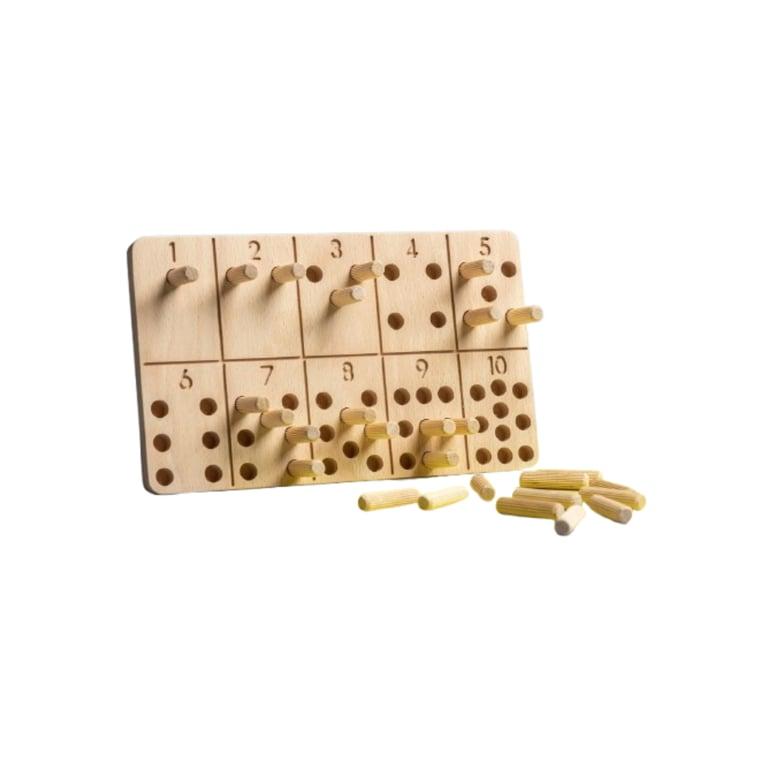 Montessori StoneWoodAccessories Wooden Counting Number Peg Board