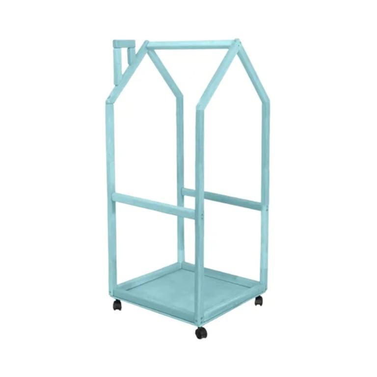 Montessori BusyWood Kids Clothing Rack With Wheels Blue