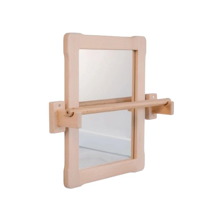 Montessori Woodjoy Mirror With Pull Up Bar Small and Short Natural