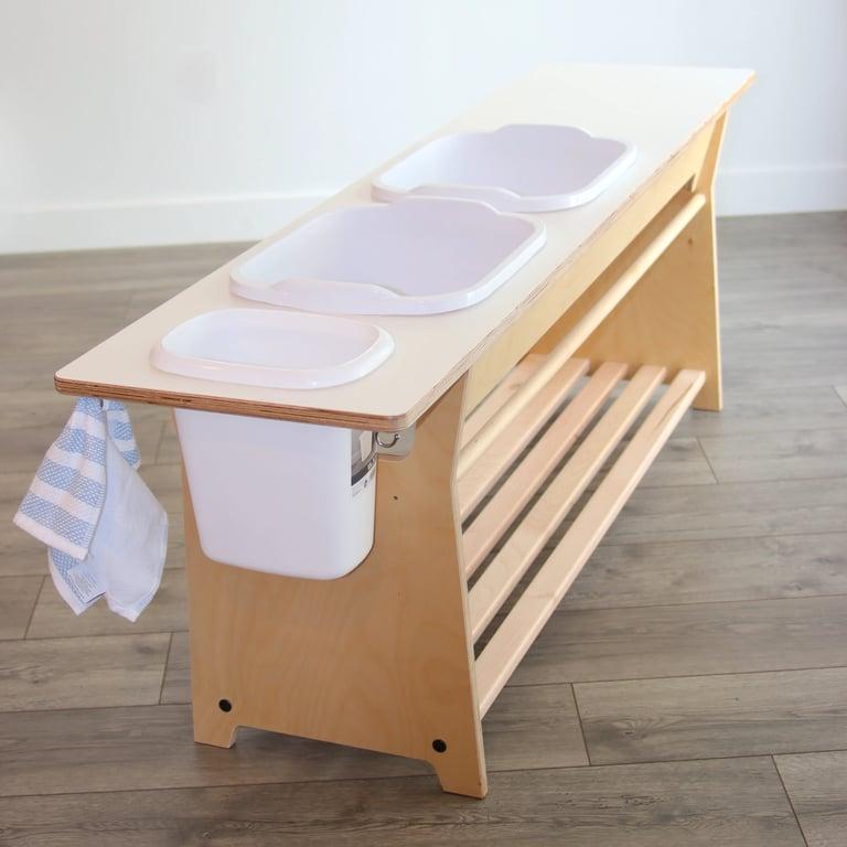 Montessori Sprout Kids Dish Washing Sensory Station 2 Tubs and Compost/65 Inches Height 18 Inches