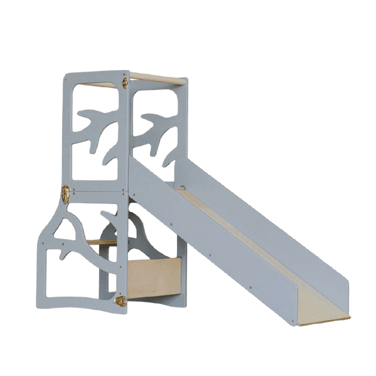 Montessori Weco 3 in 1 Tree Design Kitchen Tower With Slide Gray