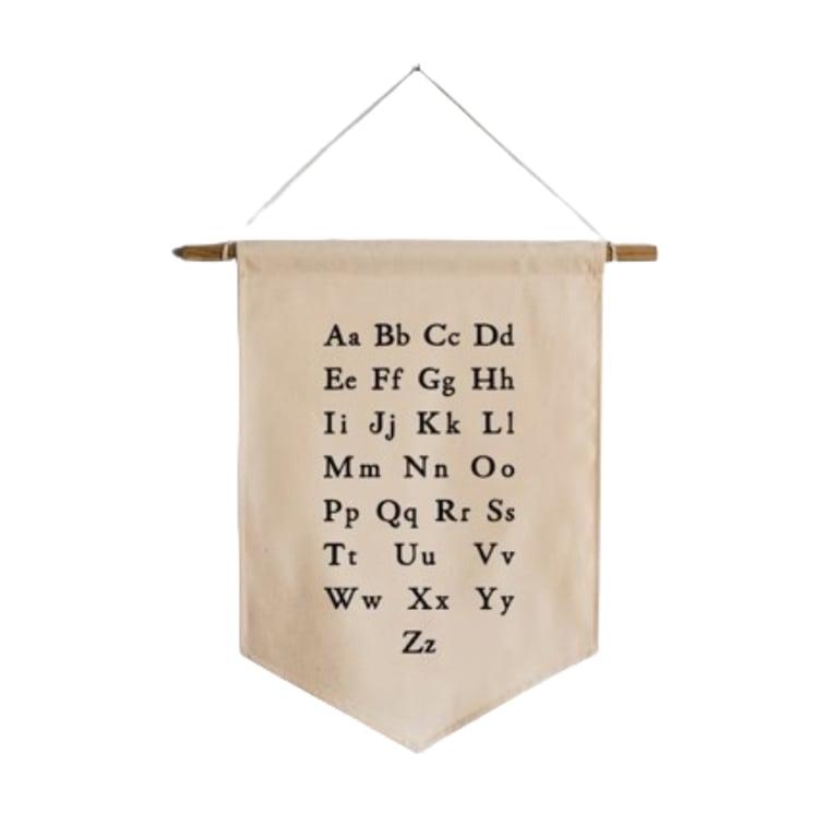 Montessori Gladfolk Schoolhouse Alphabet Canvas Wall Banner