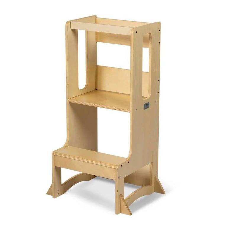 Montessori My Happy Helpers FISSO 2.0 Slimline Toddler Tower With Magnetic Board Varnished Birch