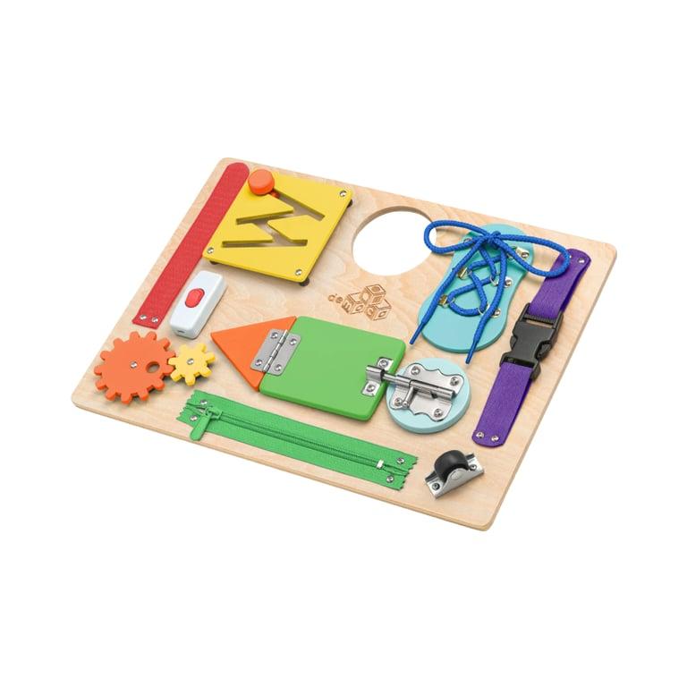 Montessori deMoca Wooden Busy Board With Sensory Toys Color