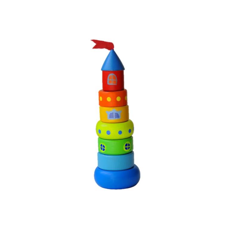 Montessori PoppyBabyCo Wooden Stacking Toy Small Castle