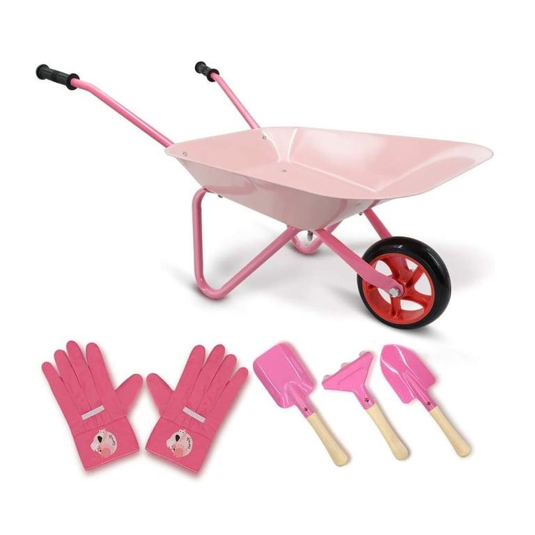 Montessori Hortem Kids Wheelbarrow Set Metal Pink