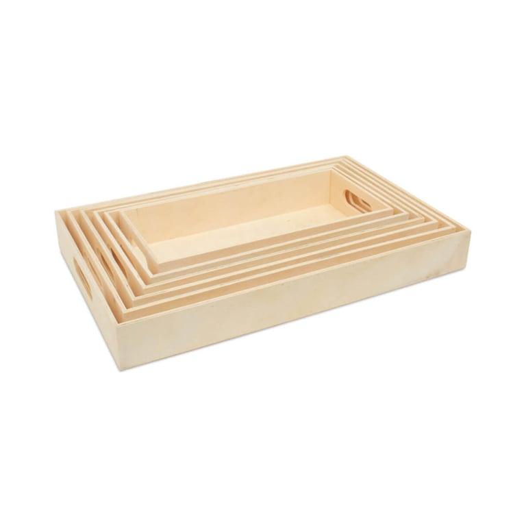 Montessori Woodpeckers Crafts Unfinished Wood Nesting Trays With Cutout Handles Set of 6