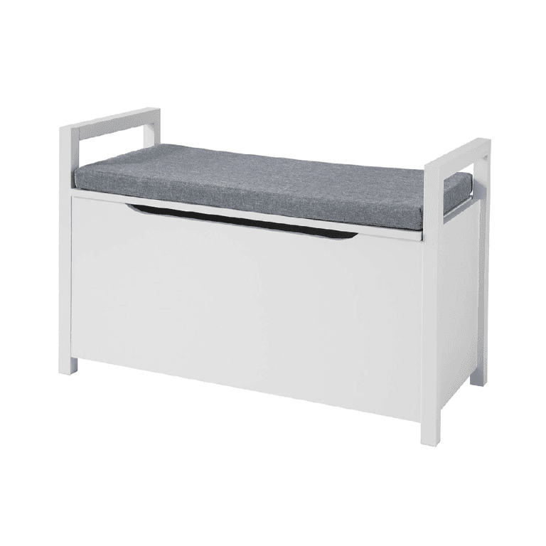 Montessori SoBuy Storage Bench White With Gray Cushion