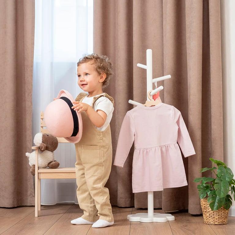 Montessori Wood and Hearts Coat Rack Flower White
