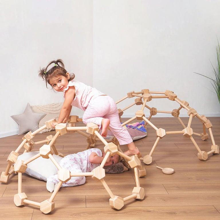 Montessori Wood and Hearts Climbing Dome XS Natural Wood