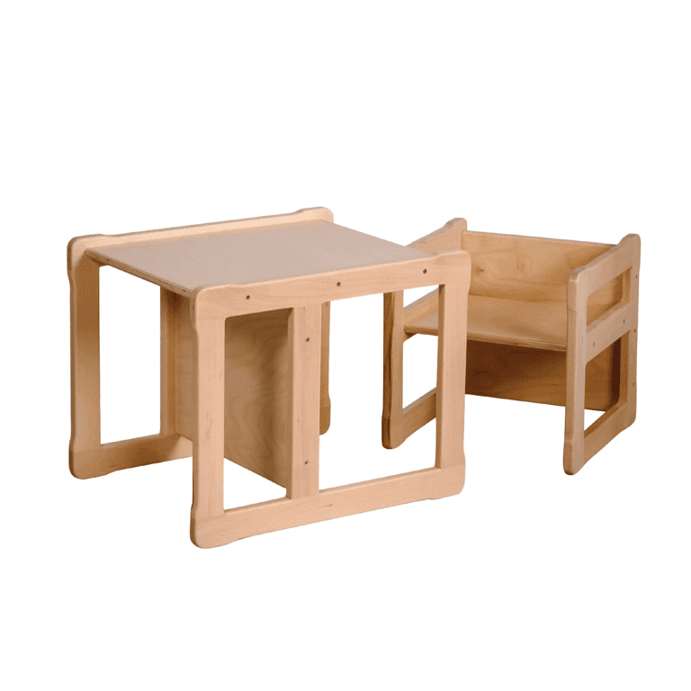 Montessori Woodjoy Table and Chair Set Natural