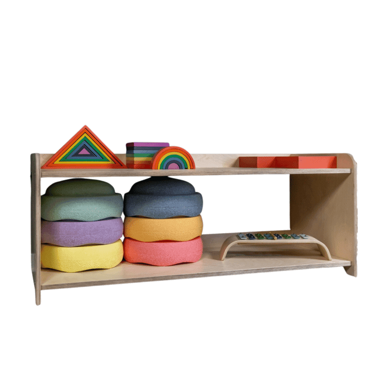 Montessori Jindl Toy Shelves Natural Low