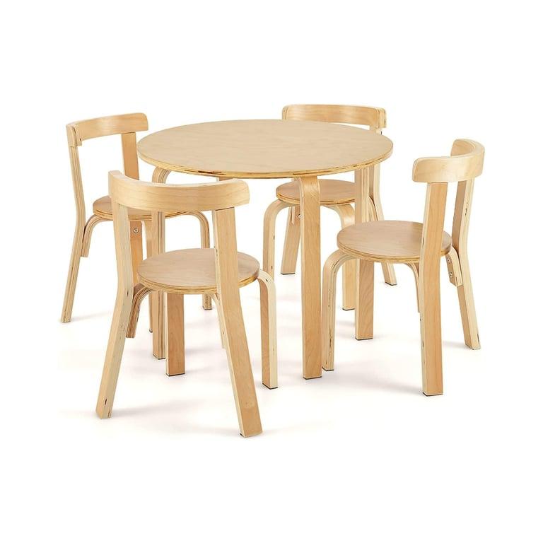 Montessori HONEY JOY Round Table and 4 Chairs Set Natural