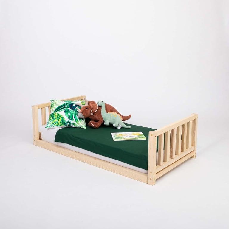 Montessori Sweet Home From Wood Floor Bed With Headboard and Footboard Twin Pine Wood