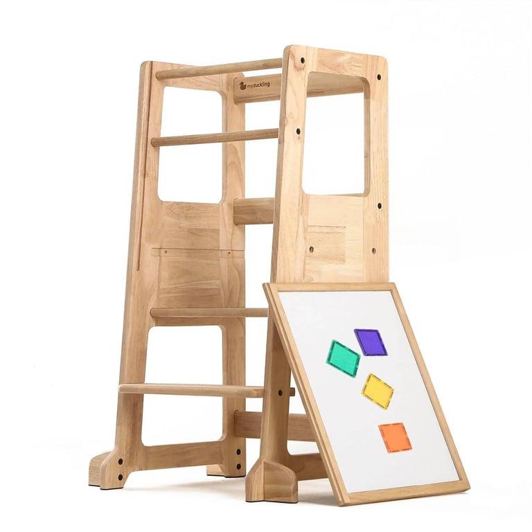 Montessori My Duckling LOLA Deluxe Solid Wood Adjustable Toddler Tower With Removable Magnetic Drawing Board
