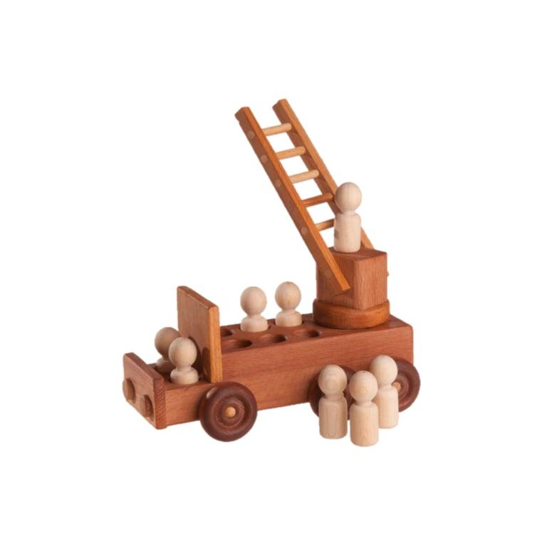 Montessori PoppyBabyCo Wooden Fire Truck Toy