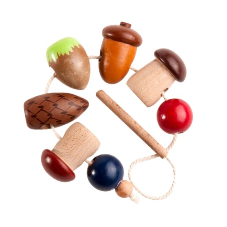 Montessori PoppyBabyCo Wooden Lacing Toy Nature Variety