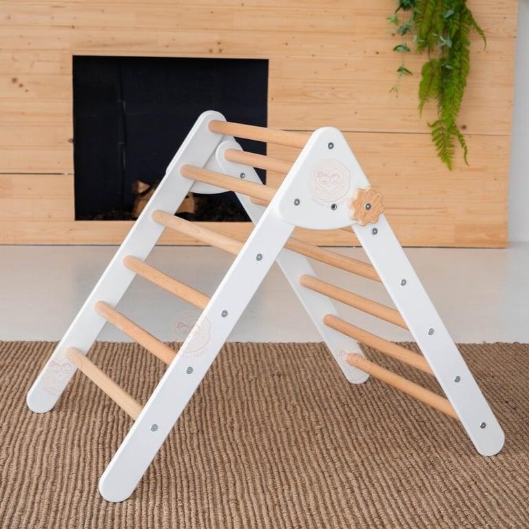 Montessori Wood and Hearts Climbing Triangle Standard White and Natural Wood