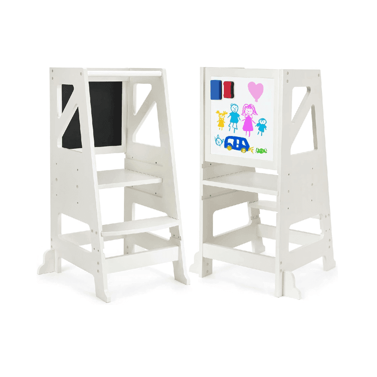 Montessori Dripex Toddler Tower With Chalkboard White