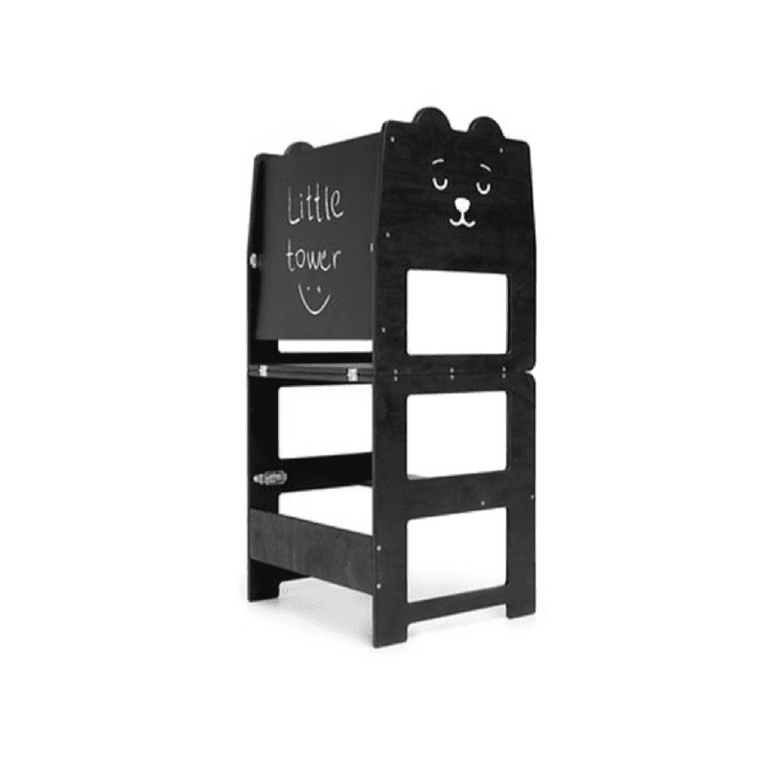 Montessori Craffox Convertible Learning Tower With Chalkboard Bear Black