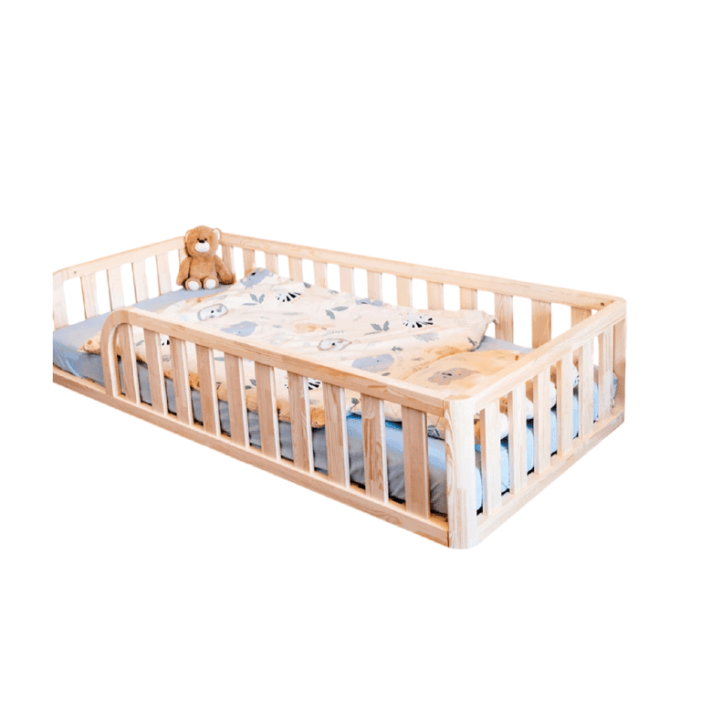 Montessori MandreleKids Full Size Floor Bed Natural With Rounded Outer Corners