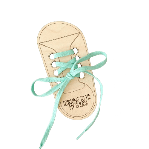 Montessori AlltheDaysCreations Wooden Shoe Lacing Toy Mint