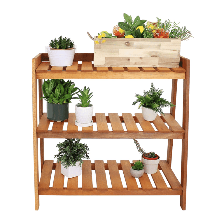 Montessori Sunnydaze Outdoor Meranti 3-Tiered Garden Shelf