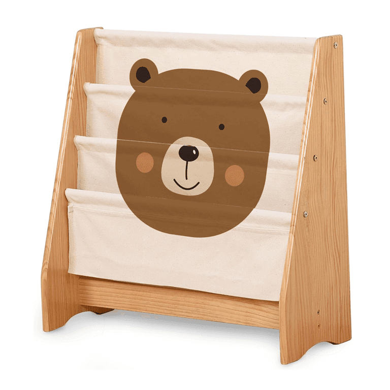 Montessori KRAND Sling Bookshelf With Canvas Sleeves Bear