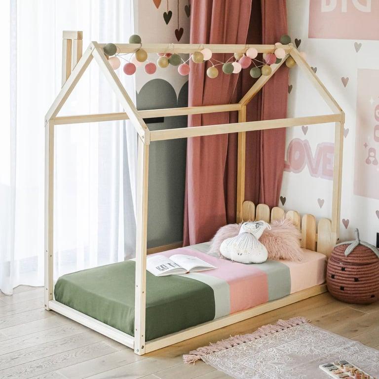 Montessori Sweet Home From Wood House Floor Bed With Slats Queen Birch Wood