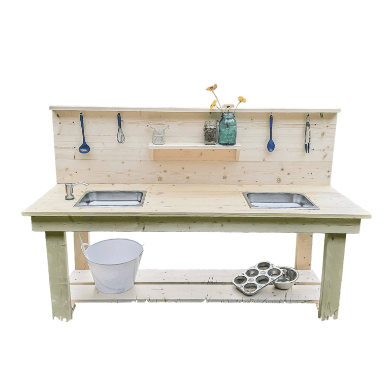 Montessori Lucky Leaf Design Co Outdoor Mud Kitchen Silver Faucet No Stove Top Knobs