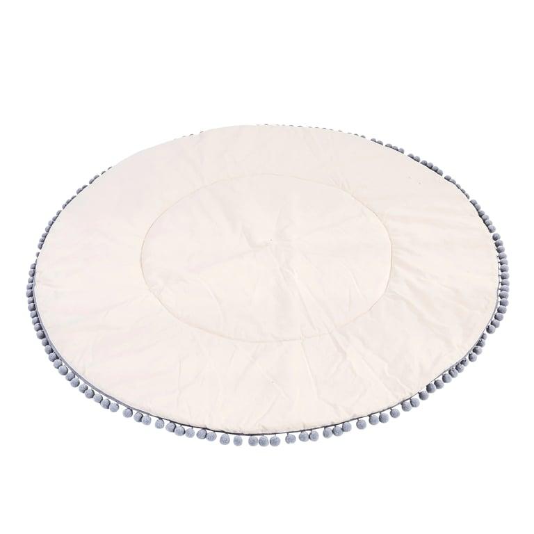 Montessori MINICAMP Padded Playmat Ecru Grey Pompom Trim