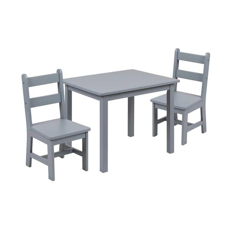 Montessori Harriet Bee Brittanya Kids 3 Piece Solid Hardwood Table and Chair Set Gray