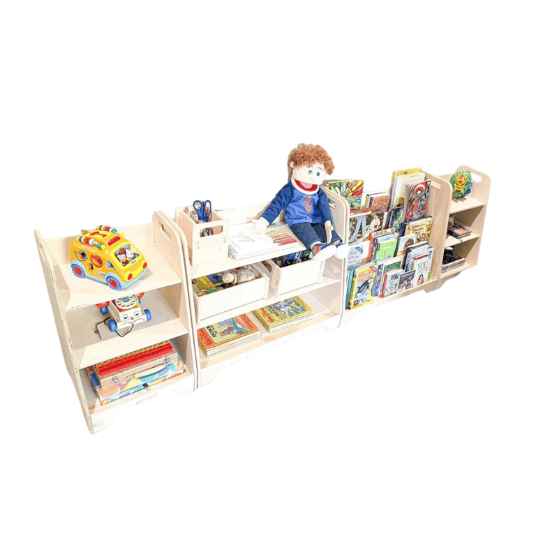 Montessori Bush Acres Toy and Bookshelf Tomi, Luna, Ivonne Set