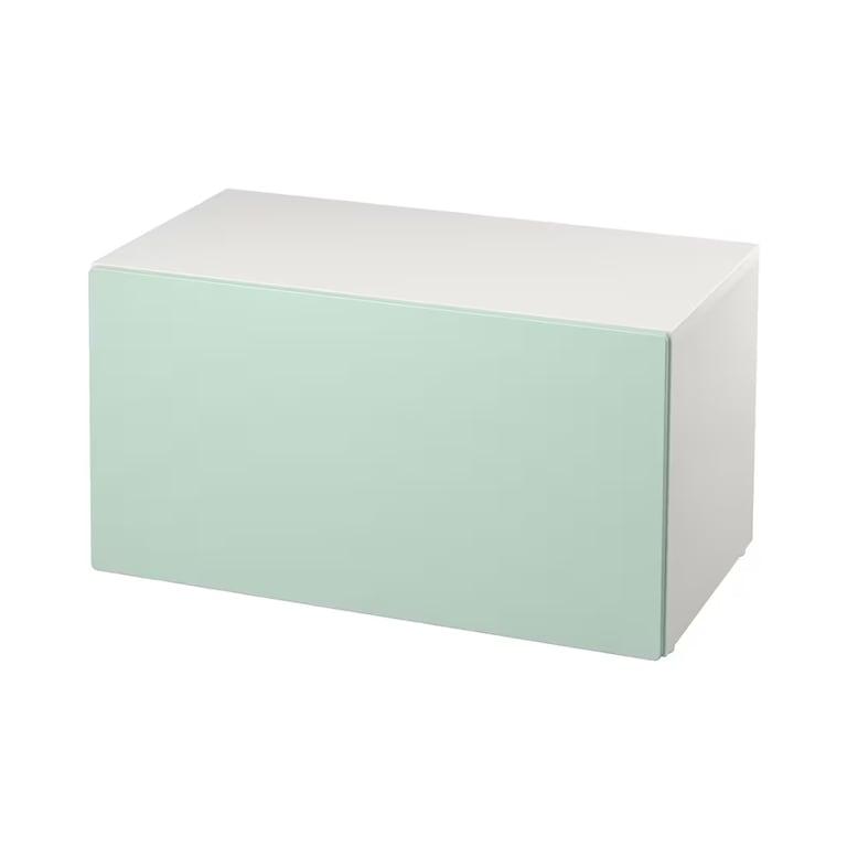 Montessori IKEA SMÅSTAD Bench With Toy Storage White and Light Green