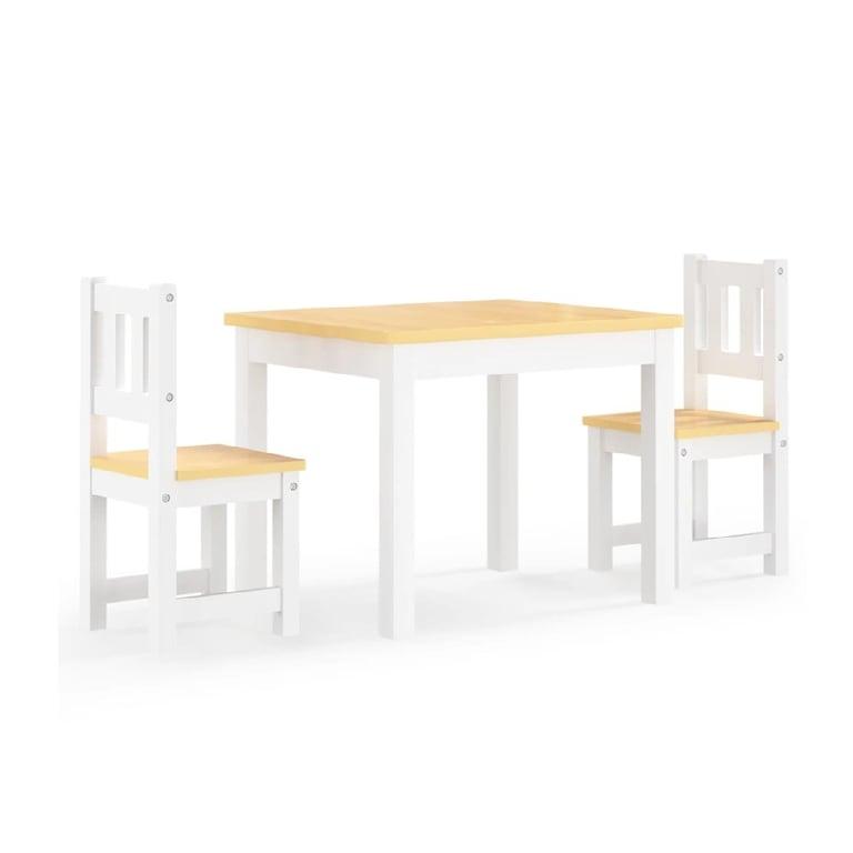 Montessori vidaXL Table and 2 Chairs Set White Beige