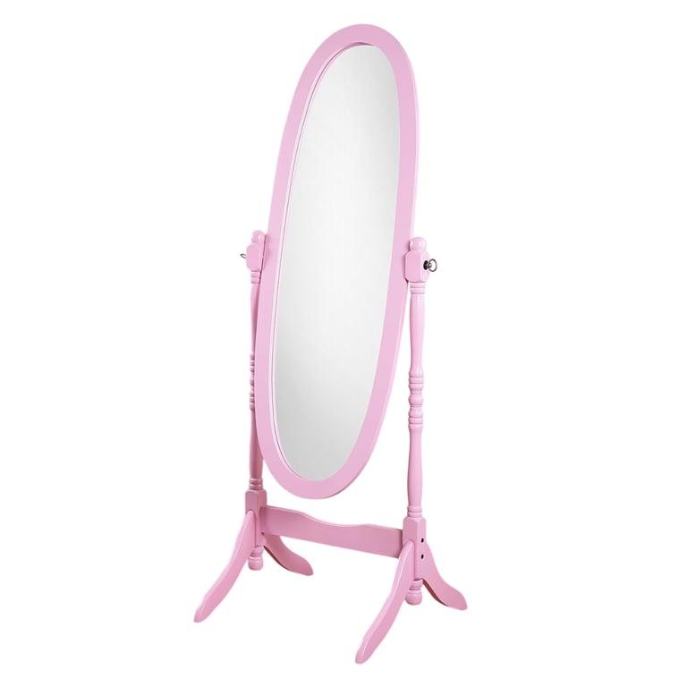 Montessori Roundhill Furniture Queen Anna Style Floor Cheval Mirror Pink
